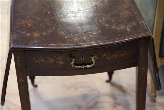 A George III painted mahogany butterfly wing Pembroke table, extended W.3ft 7in.